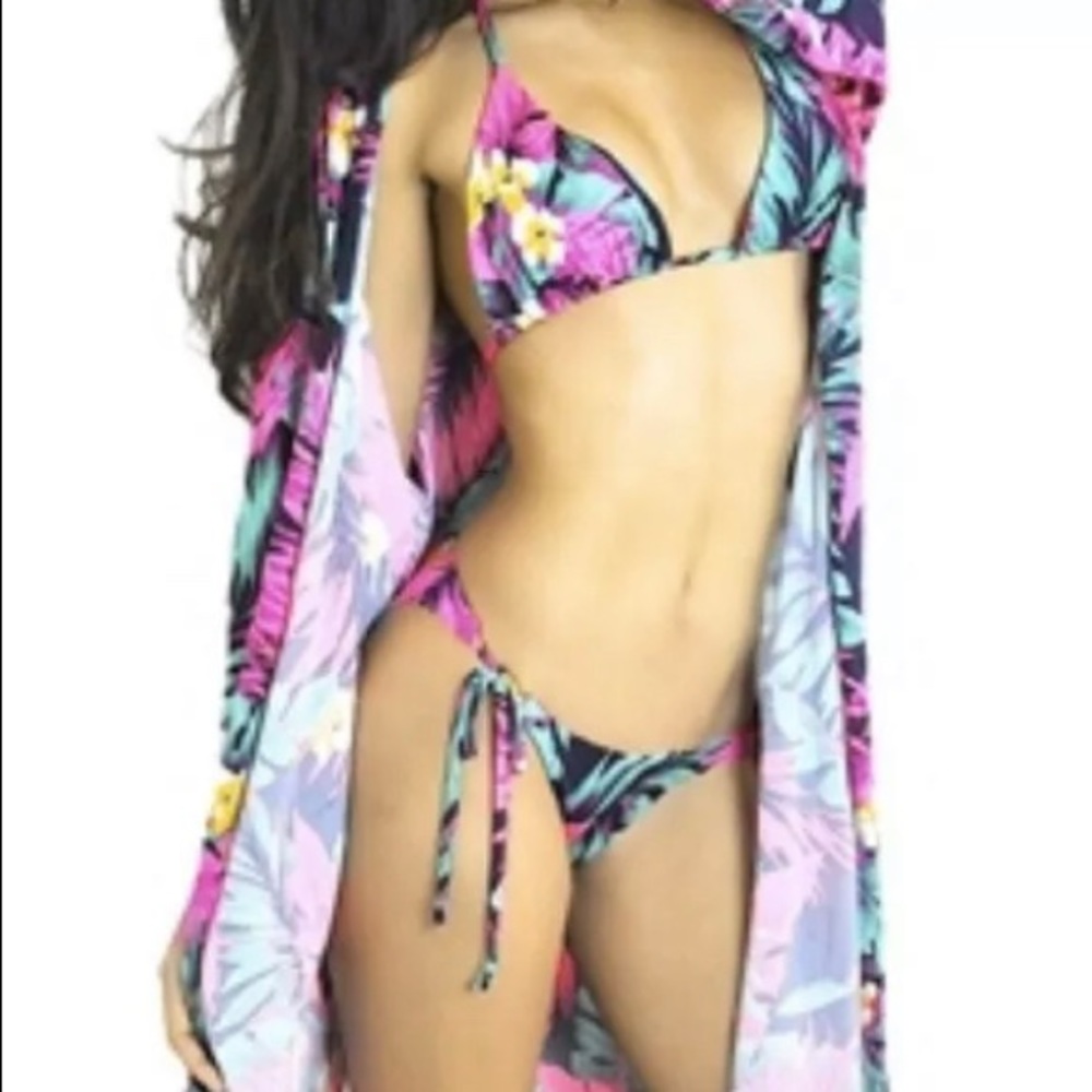 Swimsuit Cover-up Midi Jacket Top New  Floral M